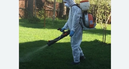 Обработка участка от клещей в Яропольце